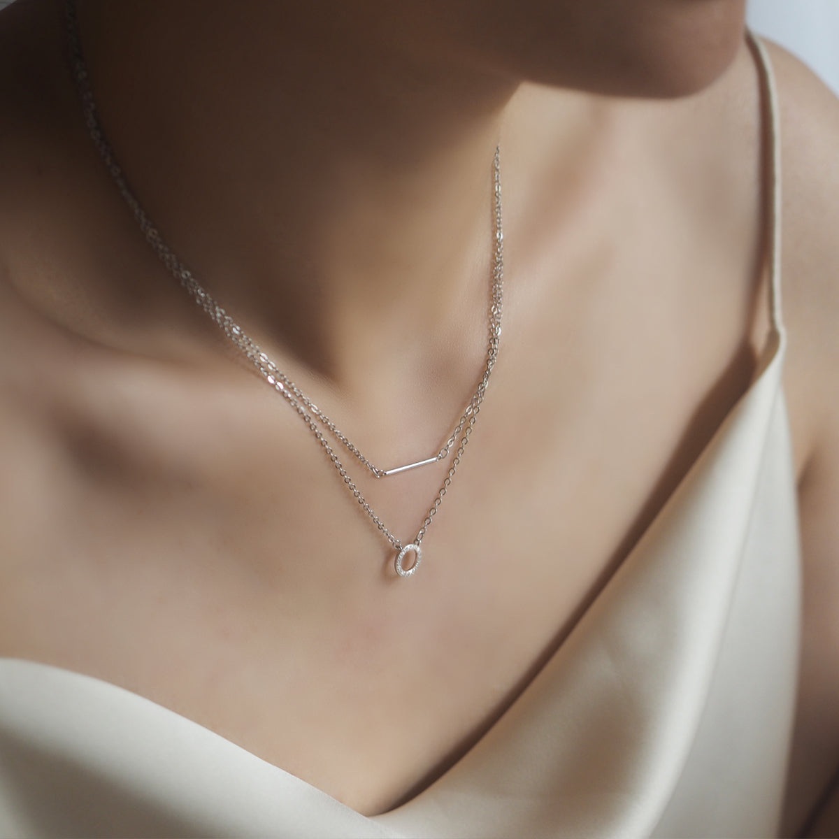 Maelle Double Chain Hoop Necklace