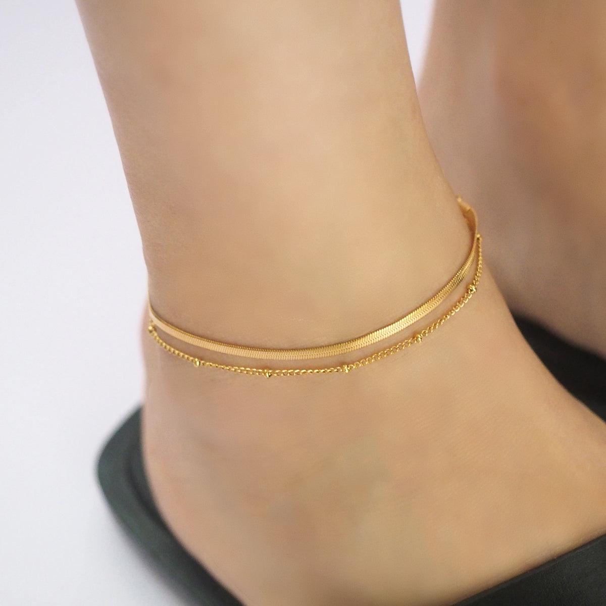 ROCH DOUBLE LAYER ANKLE BRACELET - éclater jewellery