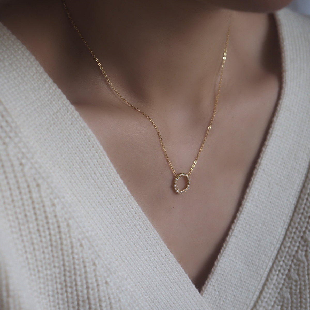 Purvis Cubic Zirconia Hoop Necklace - éclater jewellery