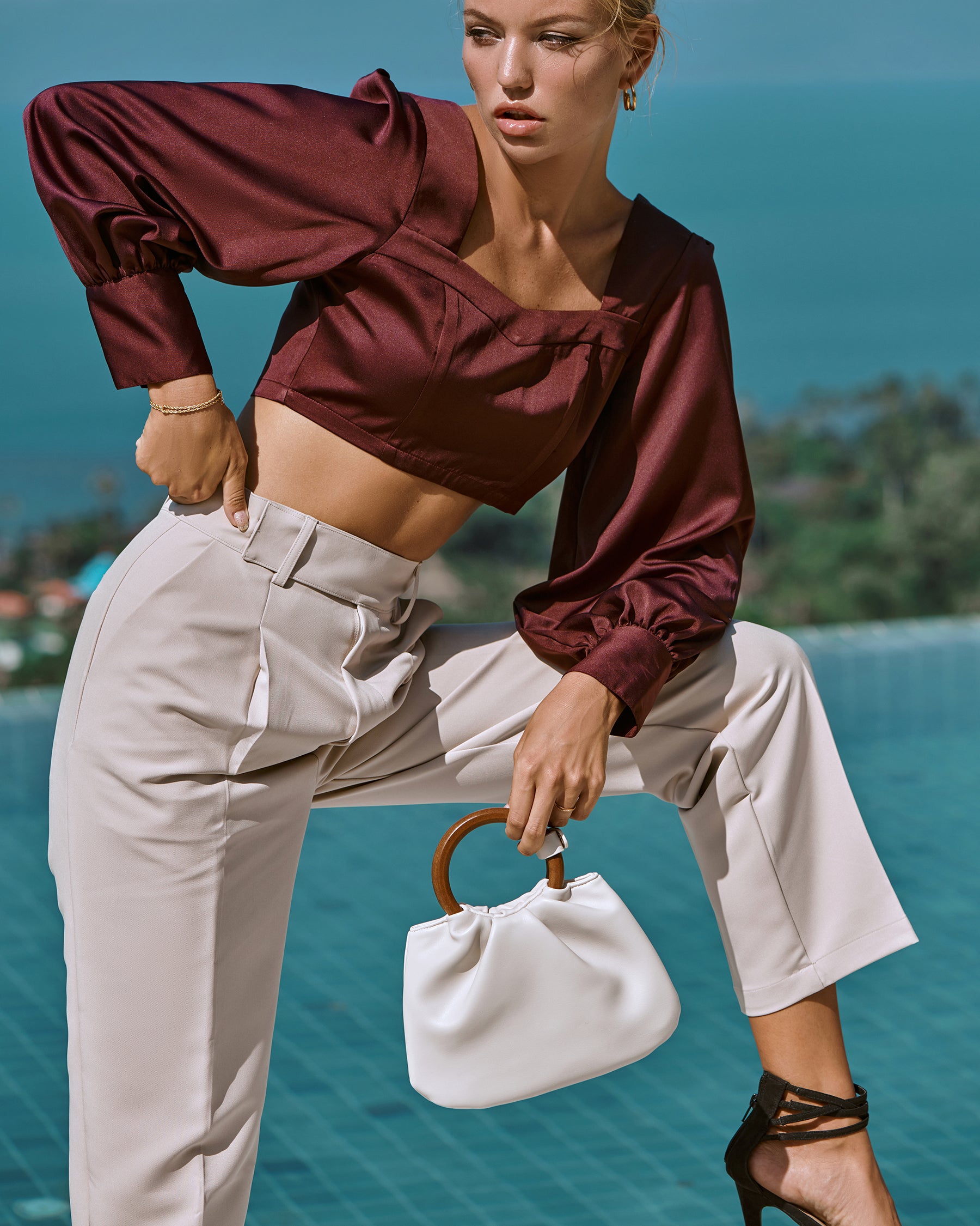 Laura Wooden Handle Bag - Cream - éclater jewellery