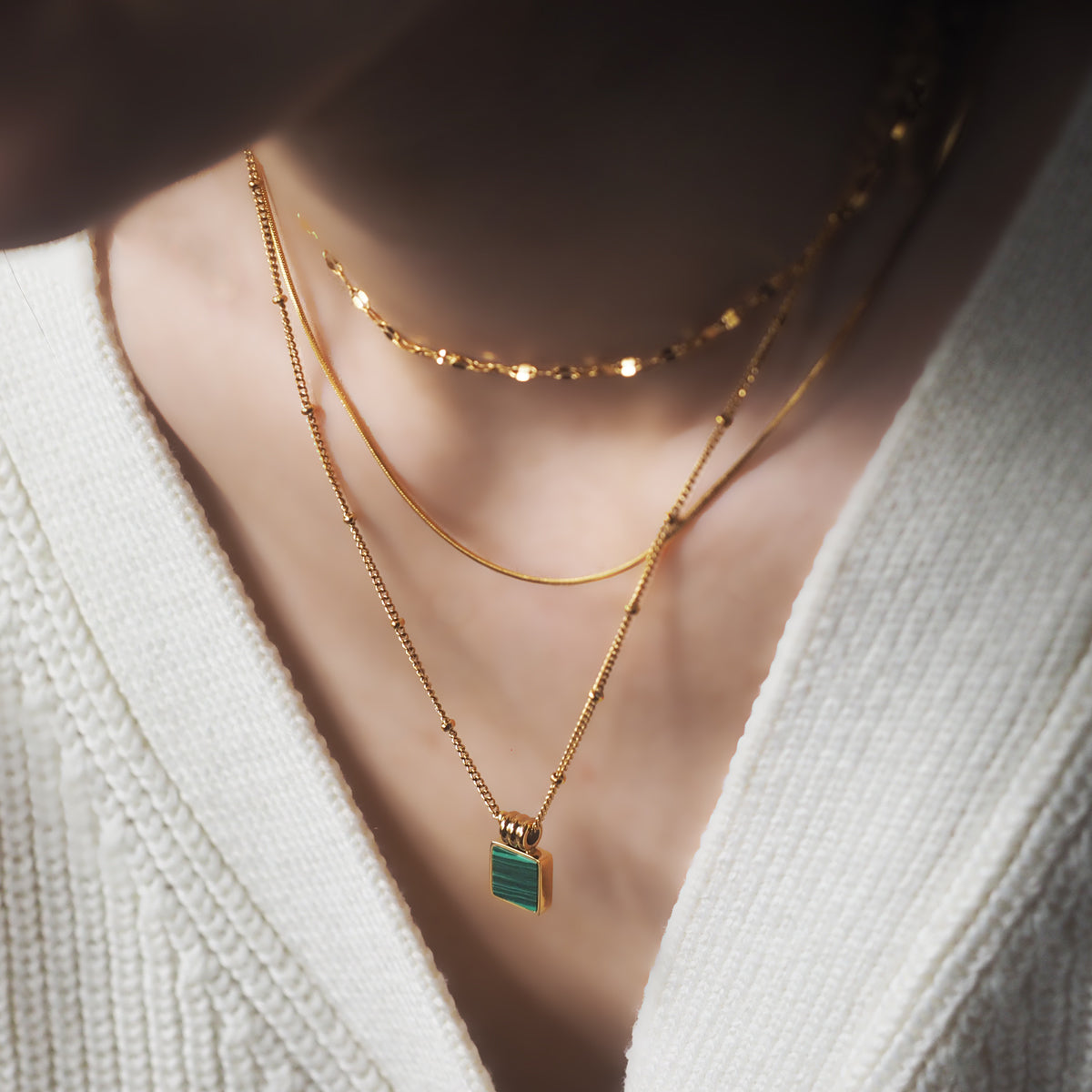 Malachite Square Necklace - éclater jewellery