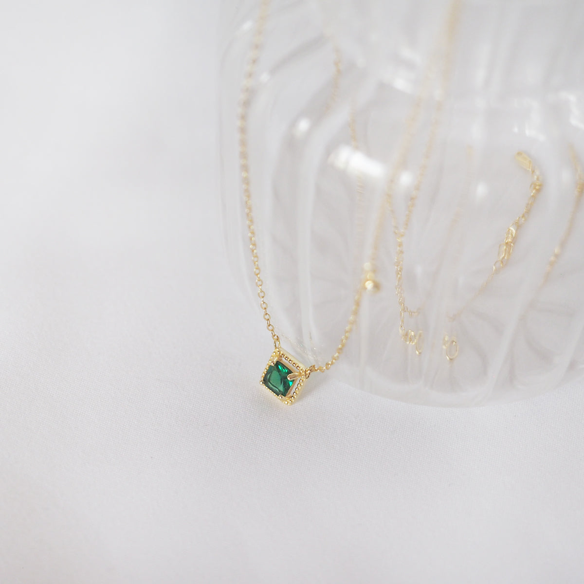 Emerald Sugar Cube Necklace