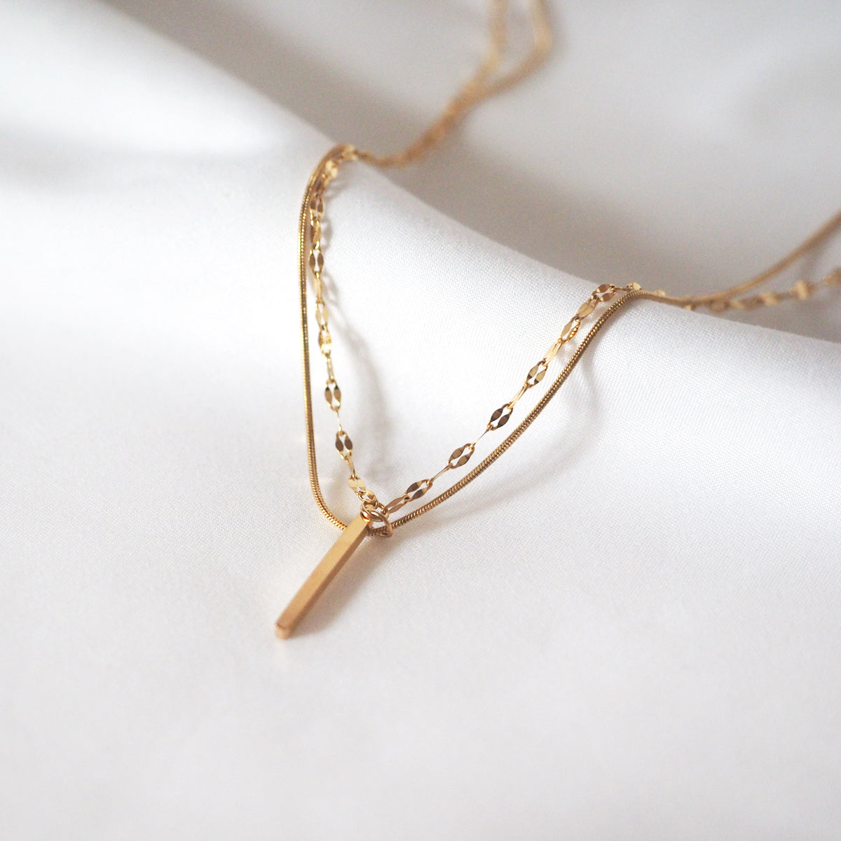 Karla Double Chain Stick Drop Necklace