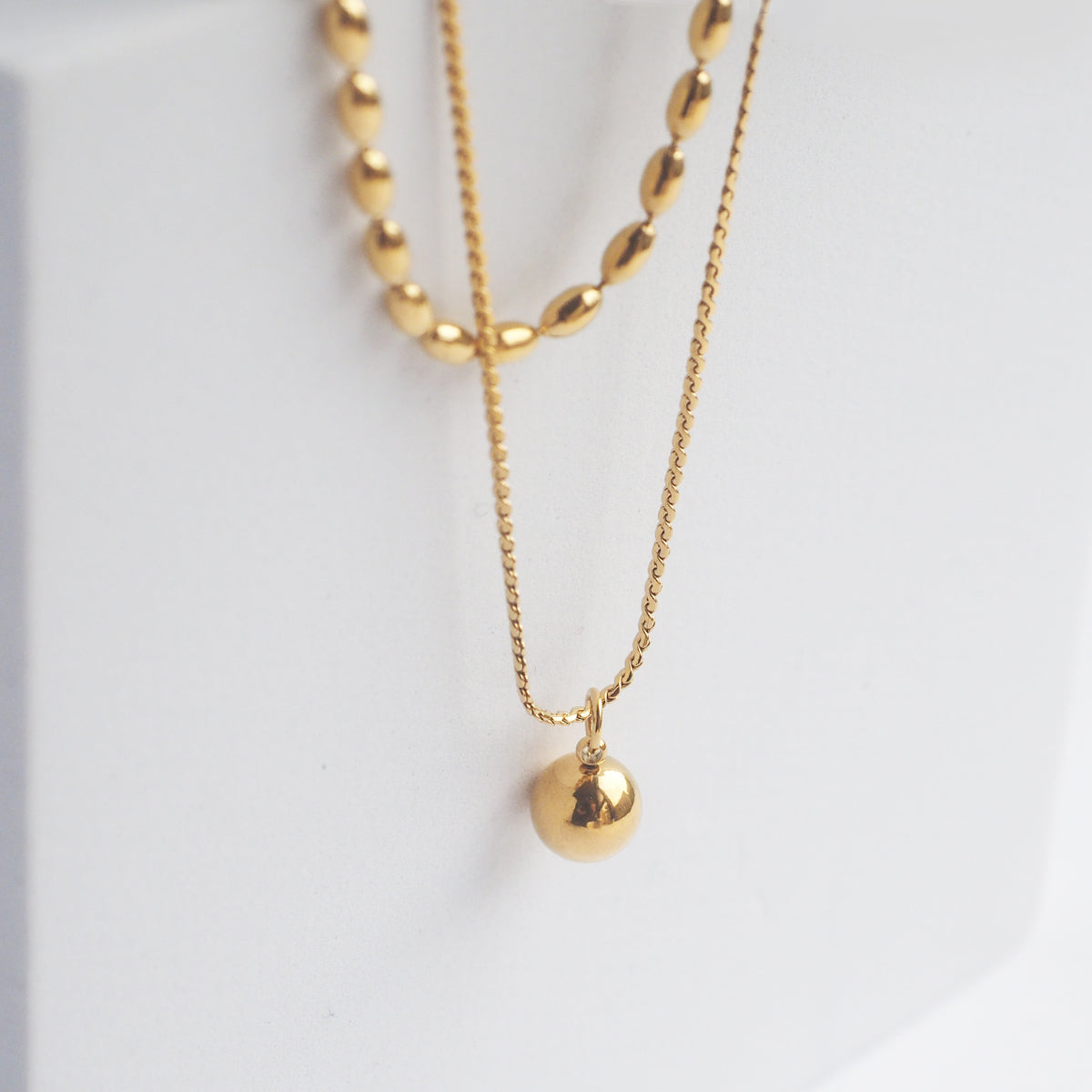 Lyon Double Chain Ball Drop Necklace - éclater jewellery