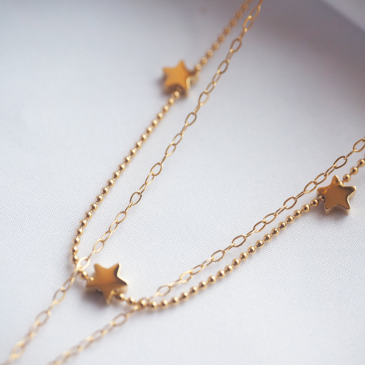 Double Chain Stars with Disc Necklace - éclater jewellery