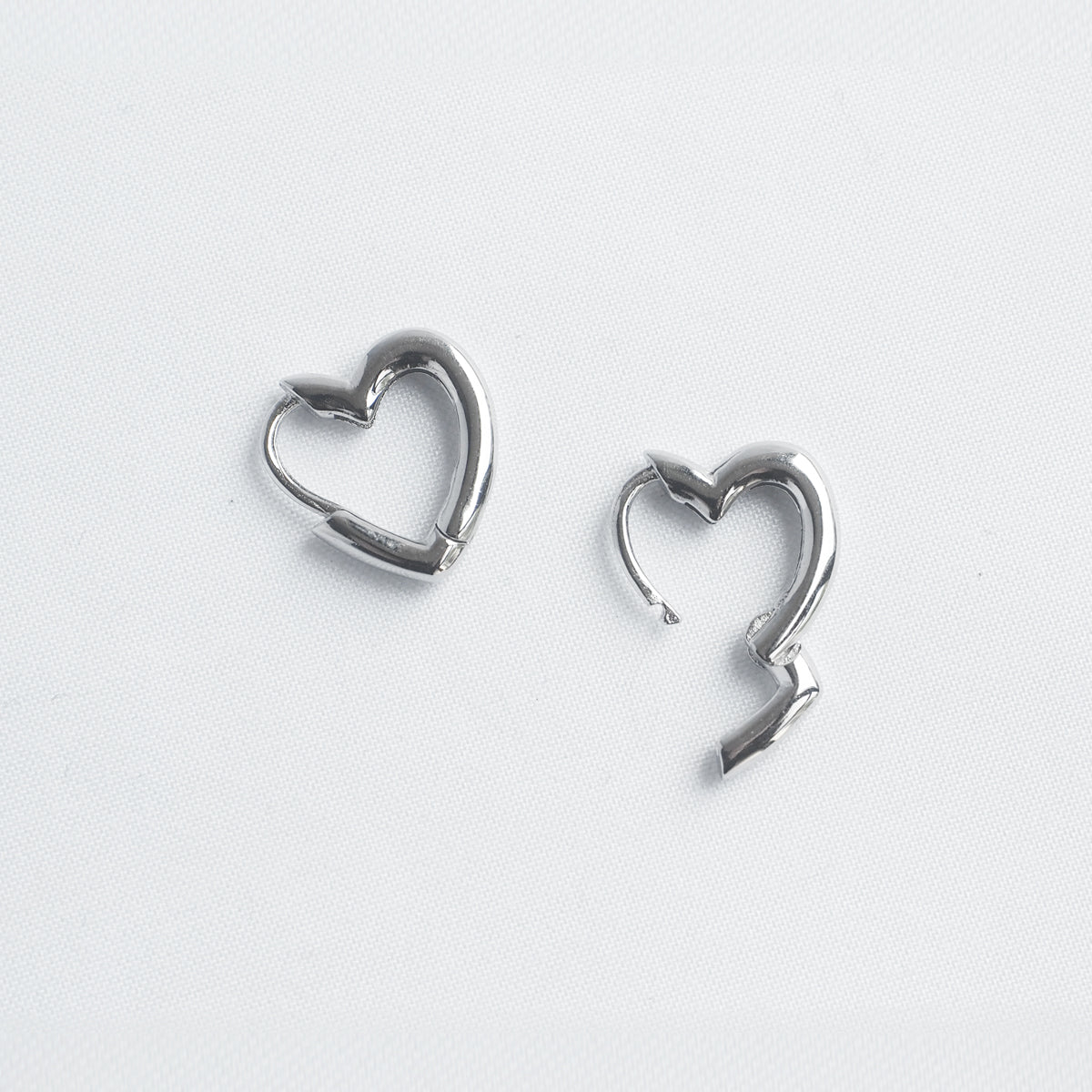 Heart Hoop Silver Earrings