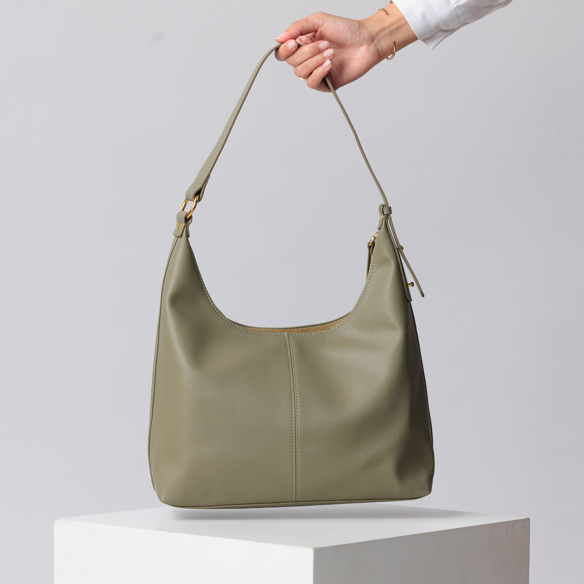 Natalie Leather Tote Bag - Pistachio