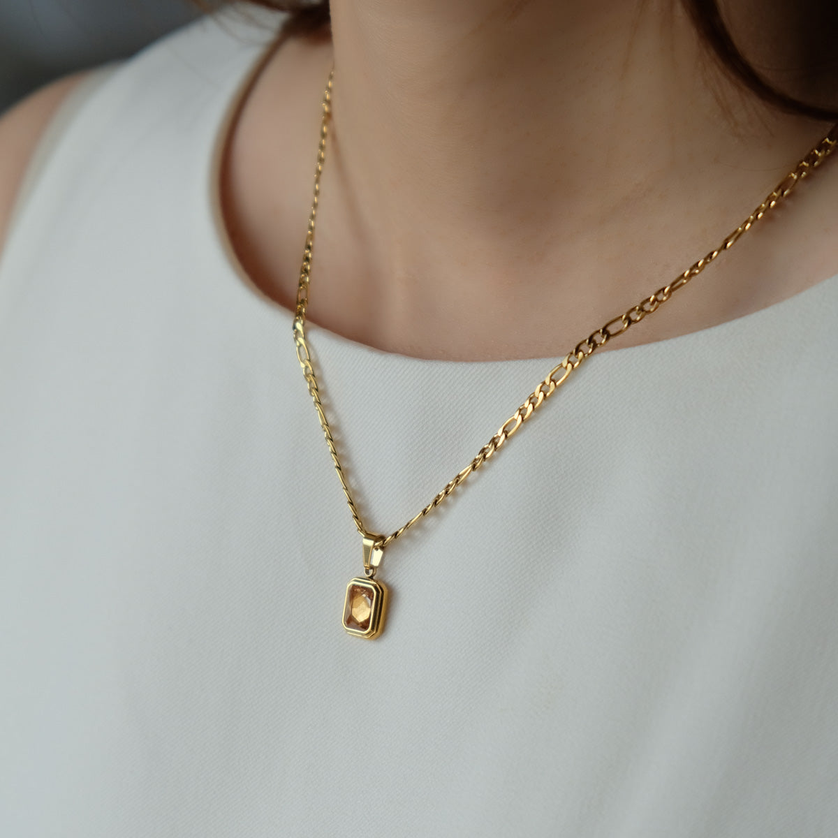 Chantal Gemstone Necklace - Champagne Gold
