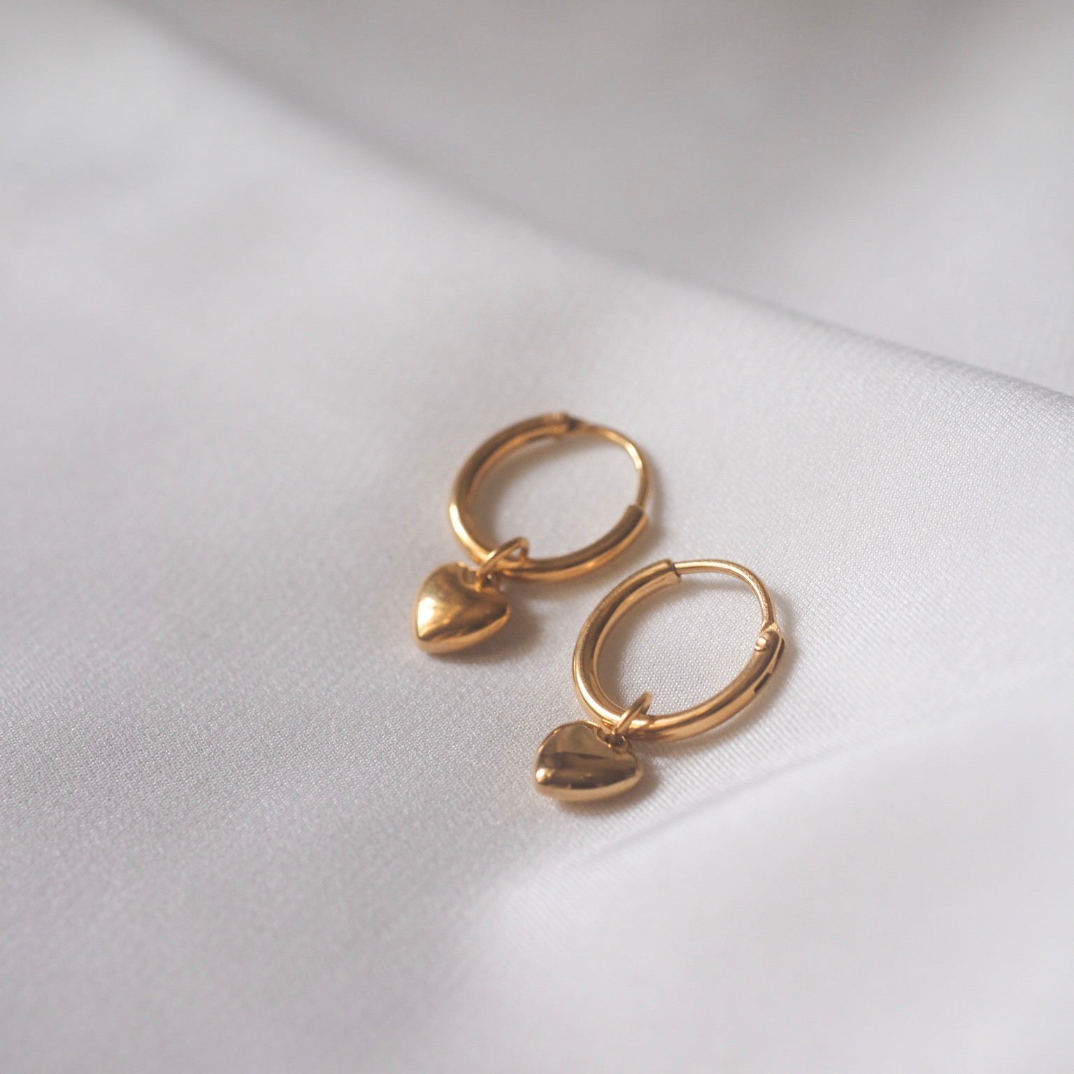 Golden Heart Hoop Earrings