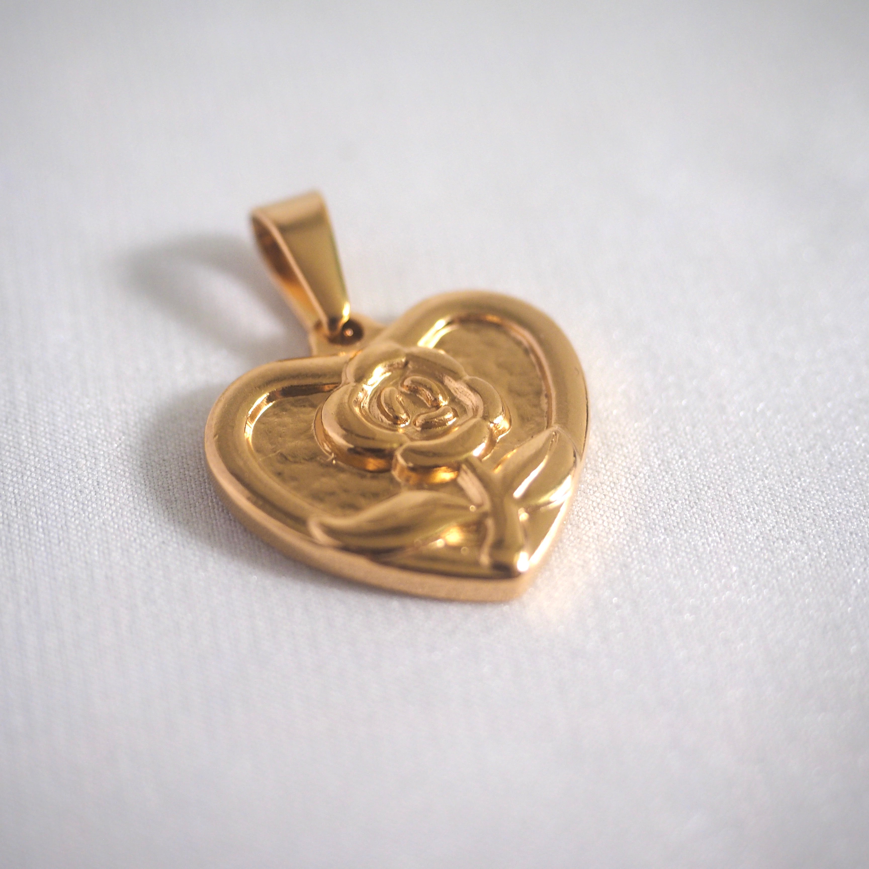 Rose in Heart Pendant