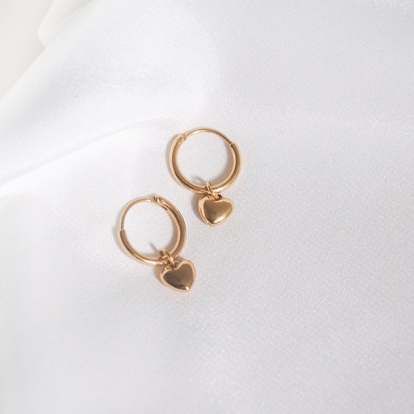Golden Heart Hoop Earrings
