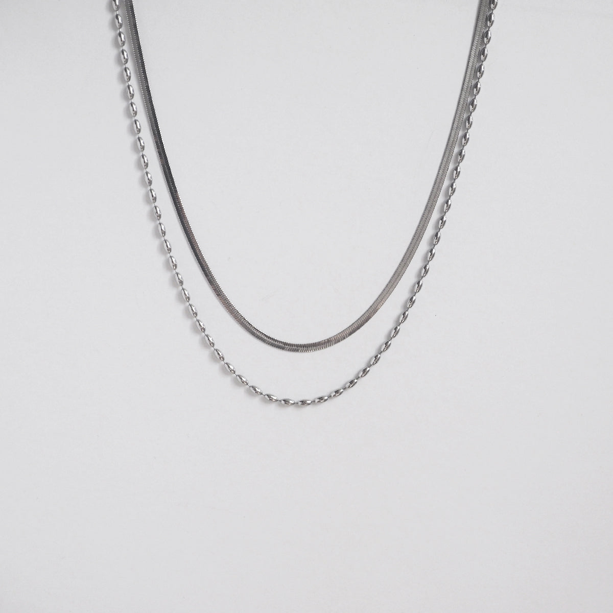 Mazie Herringbone Double Layer Necklace