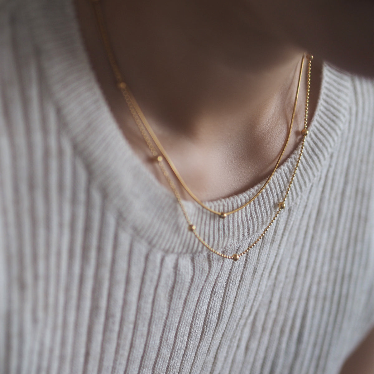 Dacre Herringbone Double Layer Necklace