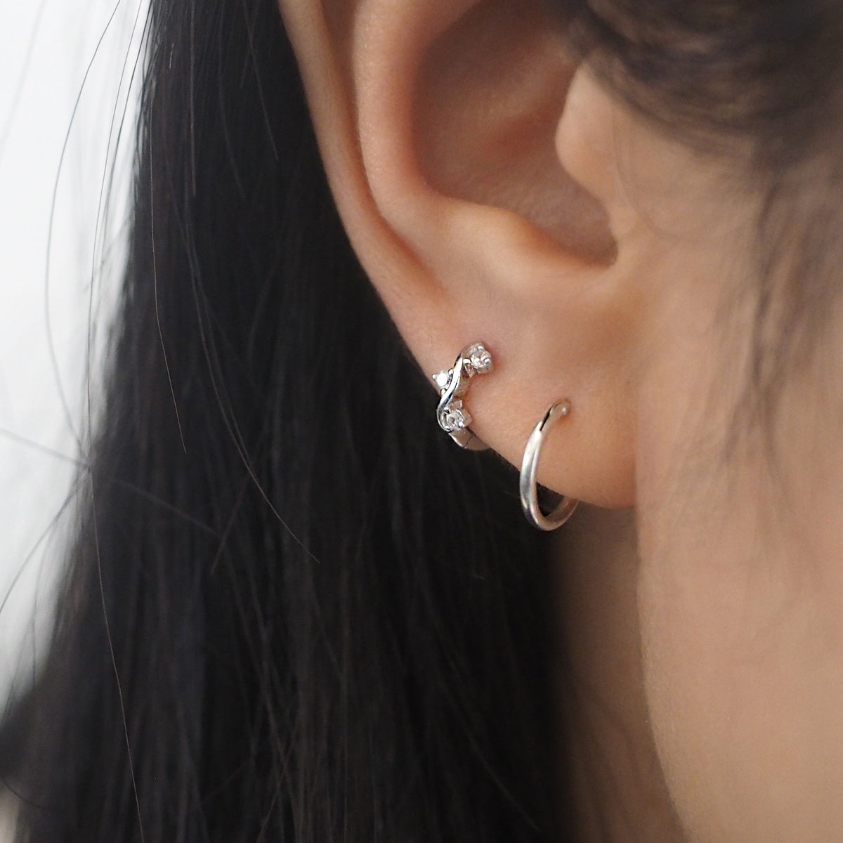 Nataly Wavy Cubic Zirconia Hoop Earrings