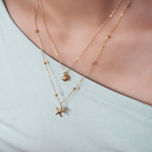 Starfish Shell Double Layer Necklace