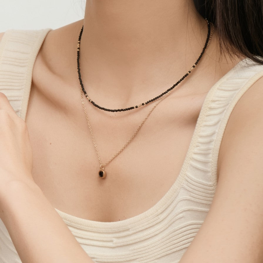 Black Spinel Necklace Set