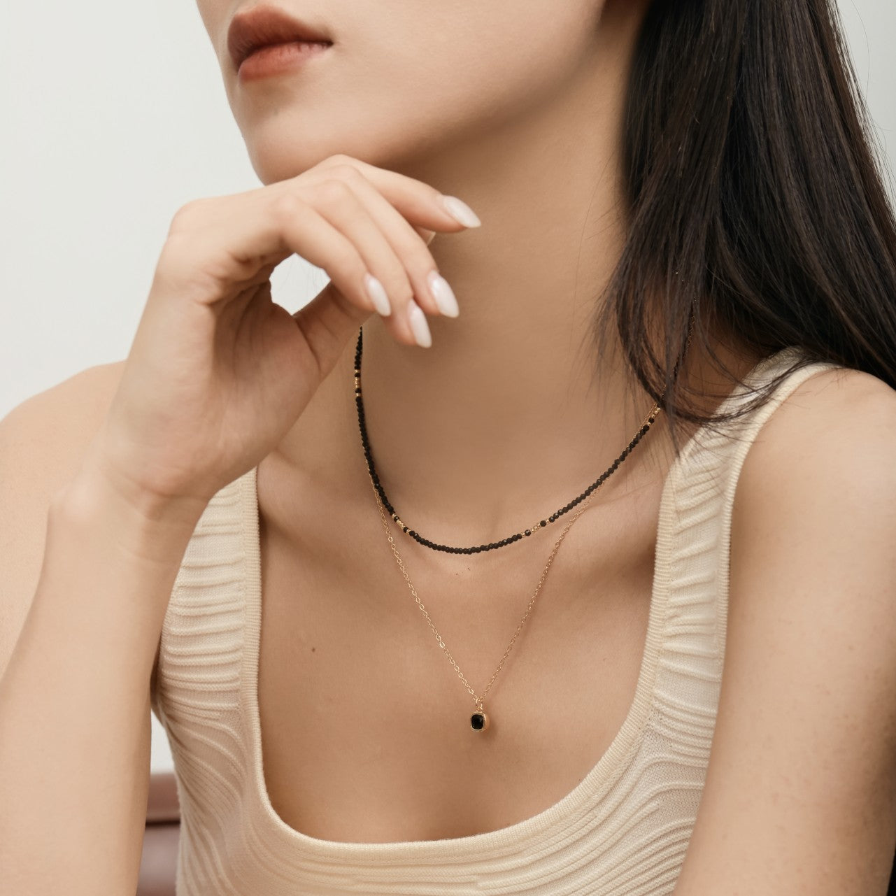 Black Spinel Necklace Set