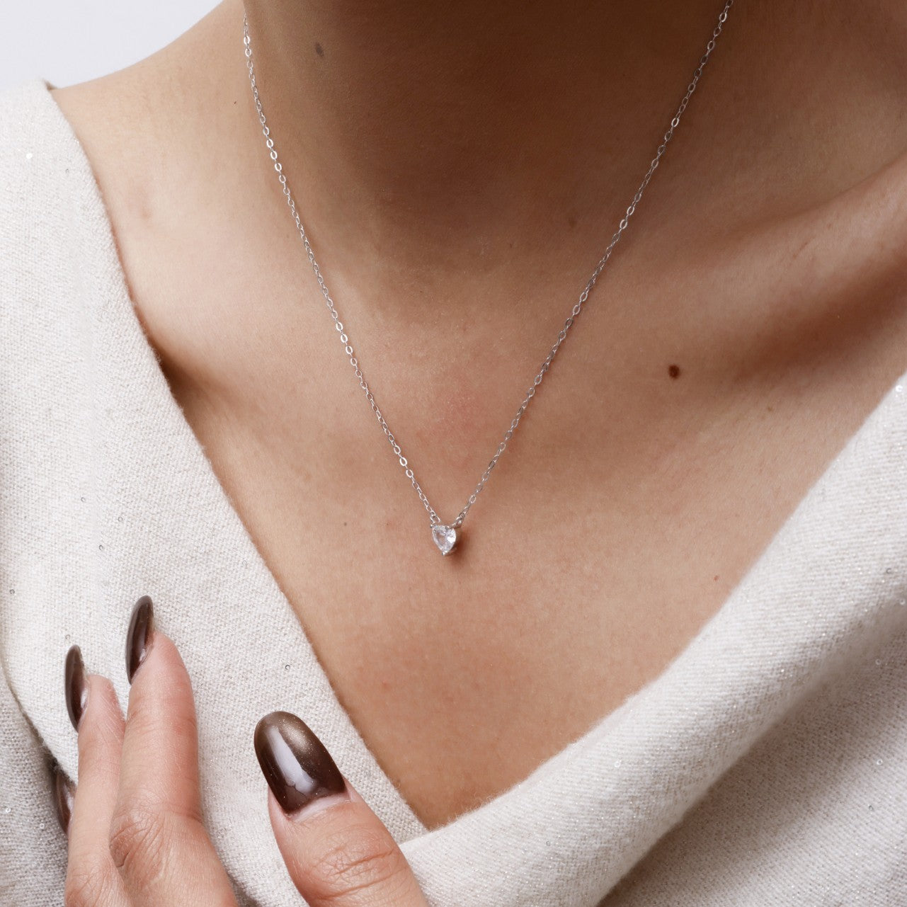 Mary Cubic Zirconia Heart Necklace