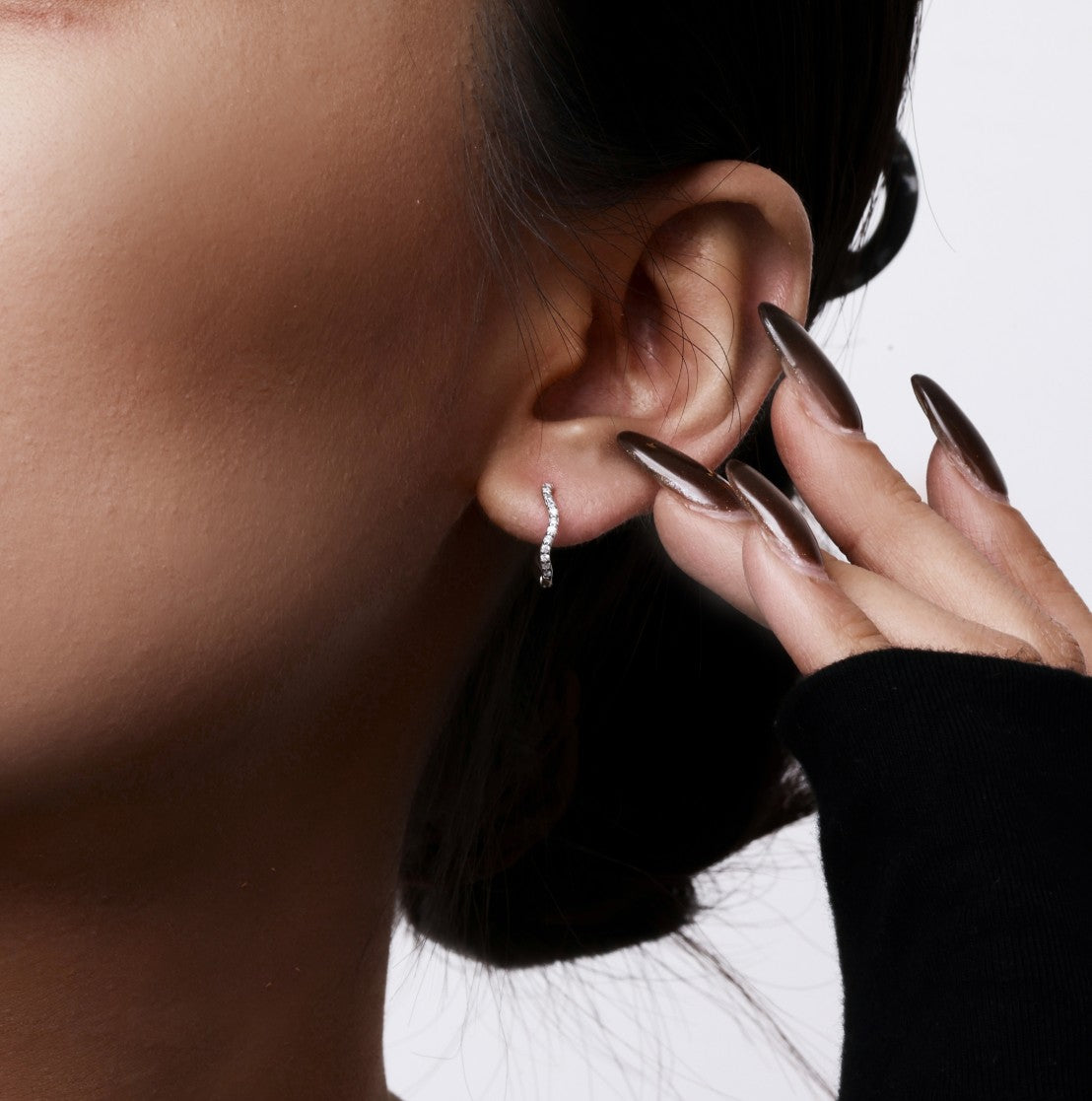 Dahlia Zirconia Hoop Earrings