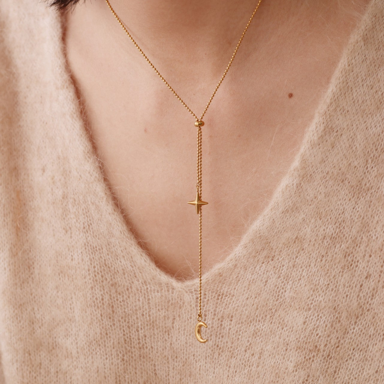 Tassel Moon and Star Necklace