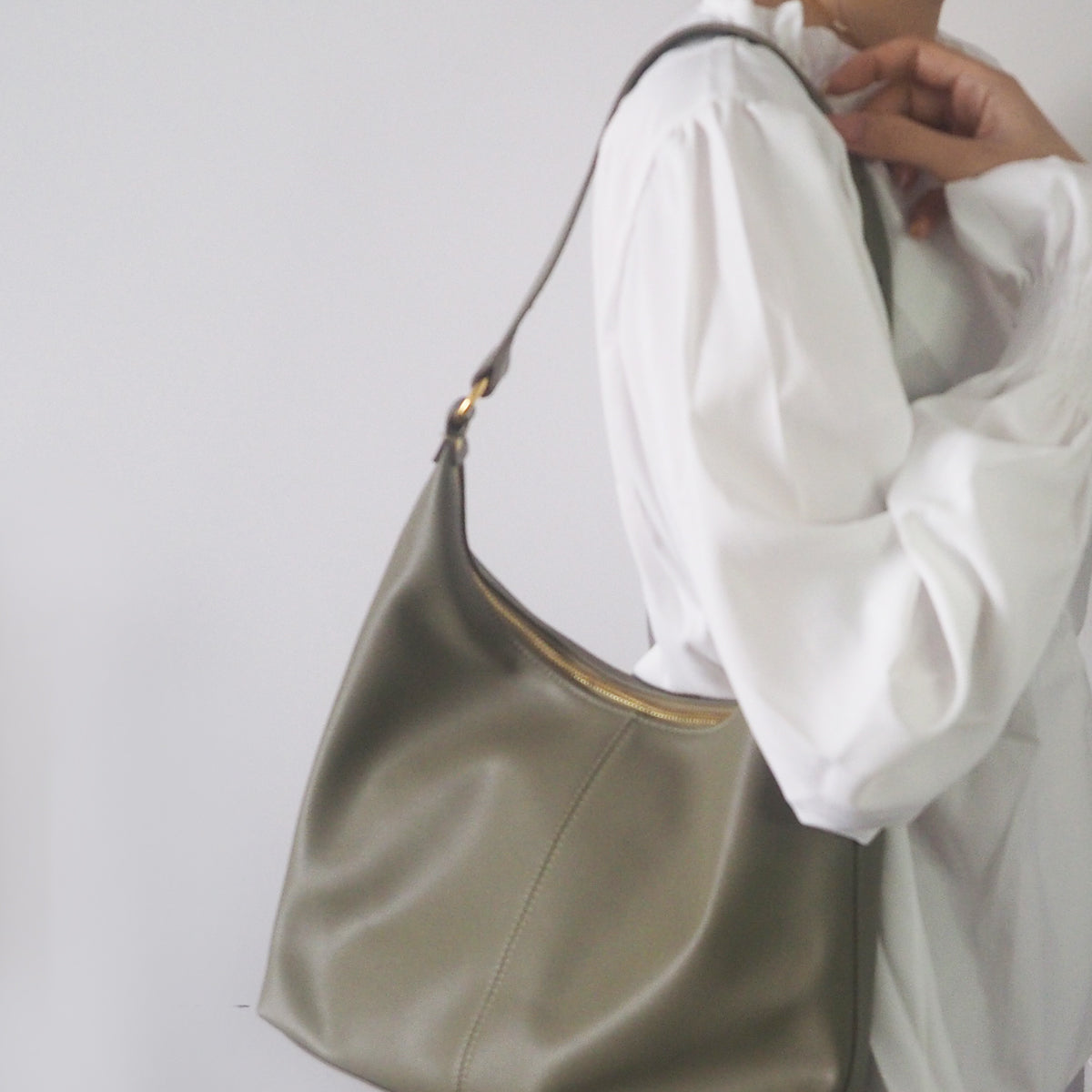 Natalie Leather Tote Bag - Pistachio