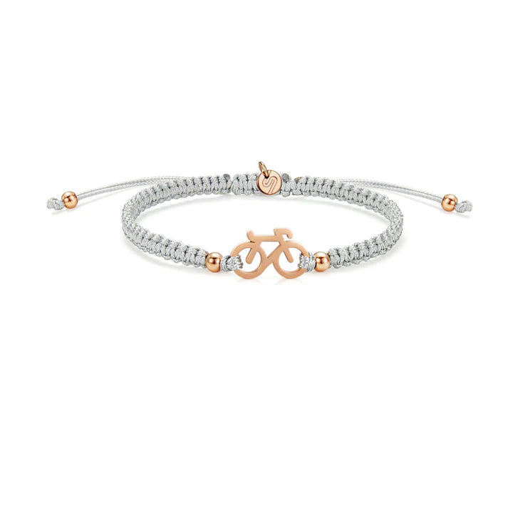 Rose Bike Grey Braided Bracelet