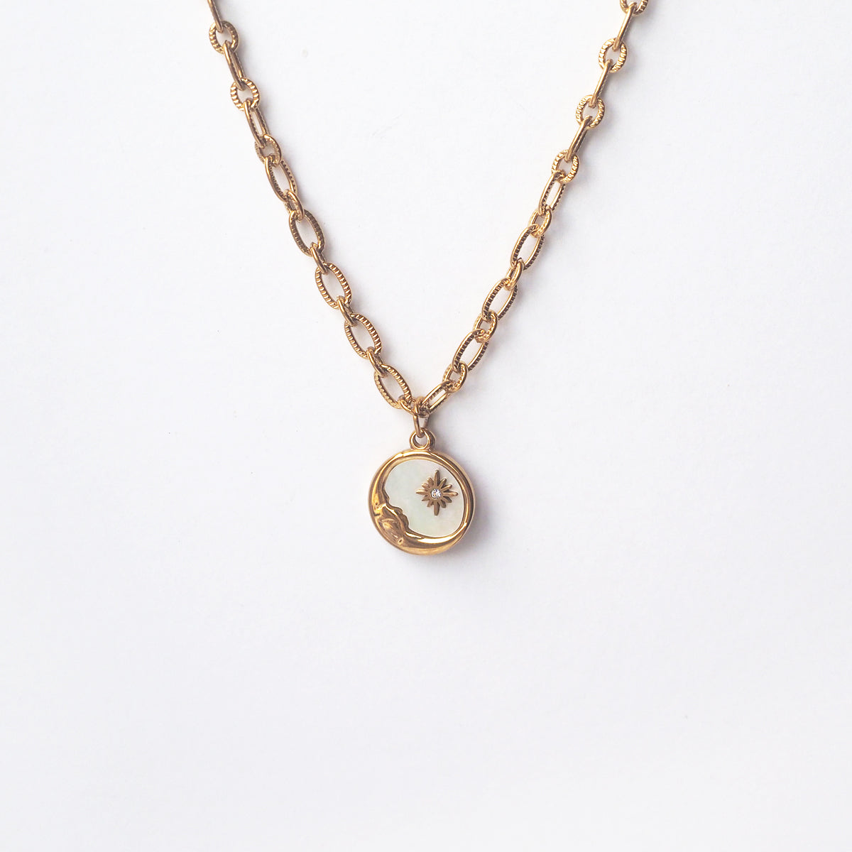 Star & Moon Mother of Pearl Necklace