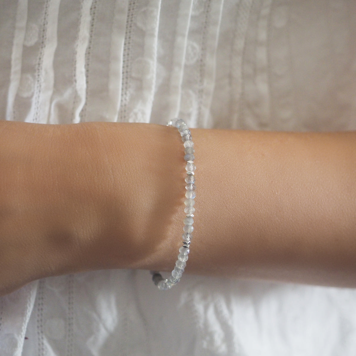 Labradorite Silver Beads Bracelet