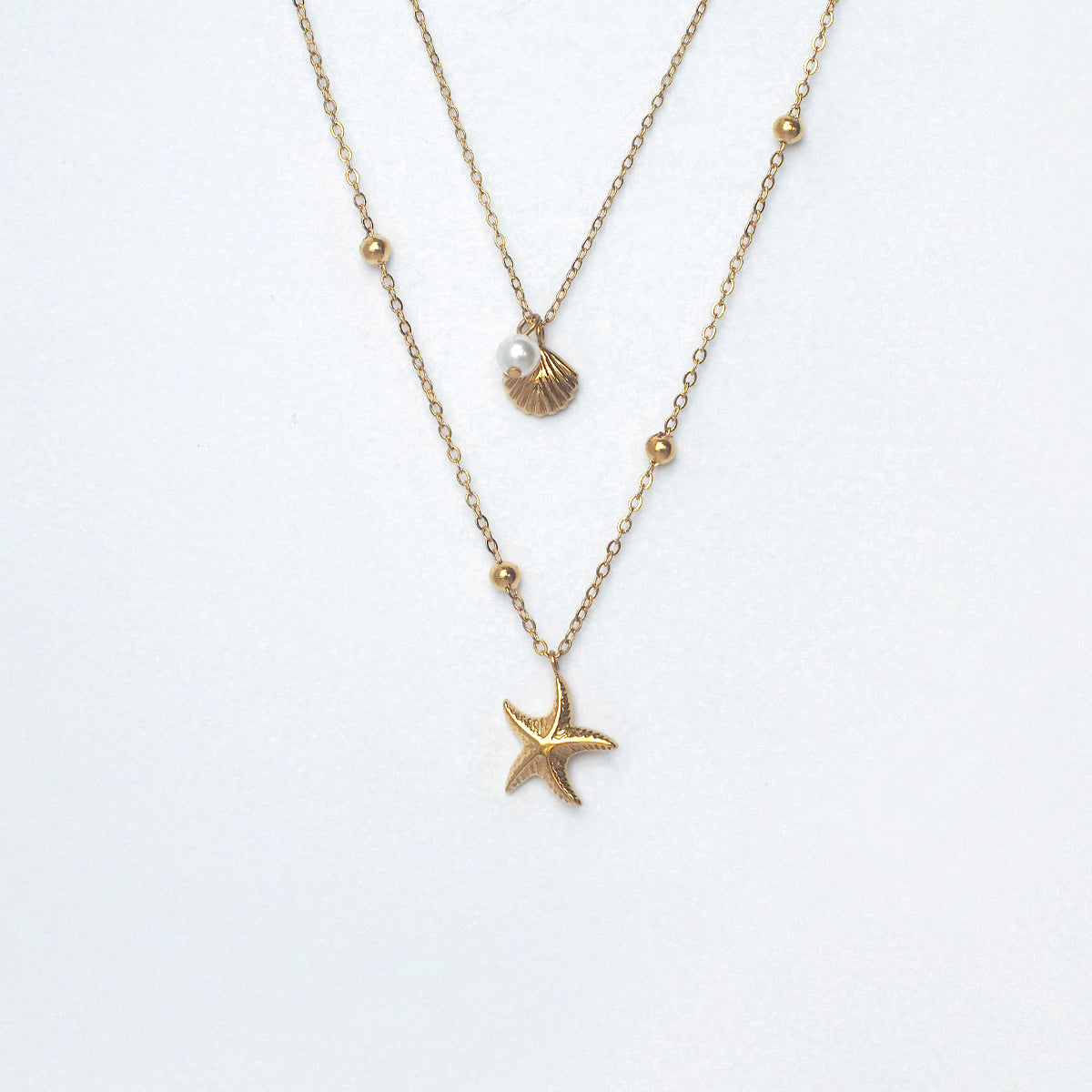 Starfish Shell Double Layer Necklace