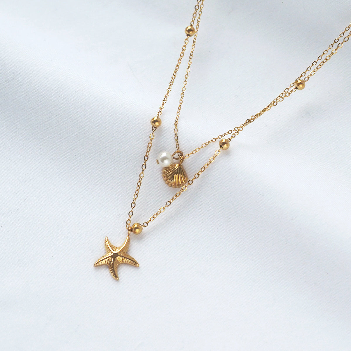 Starfish Shell Double Layer Necklace