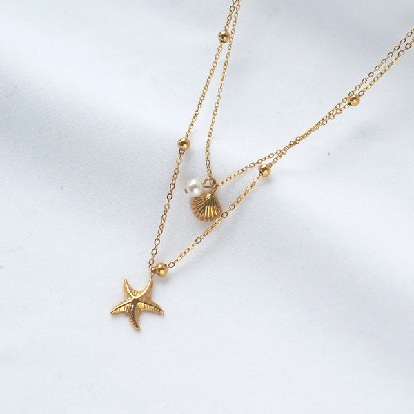 Free Starfish Shell Double Layer Necklace