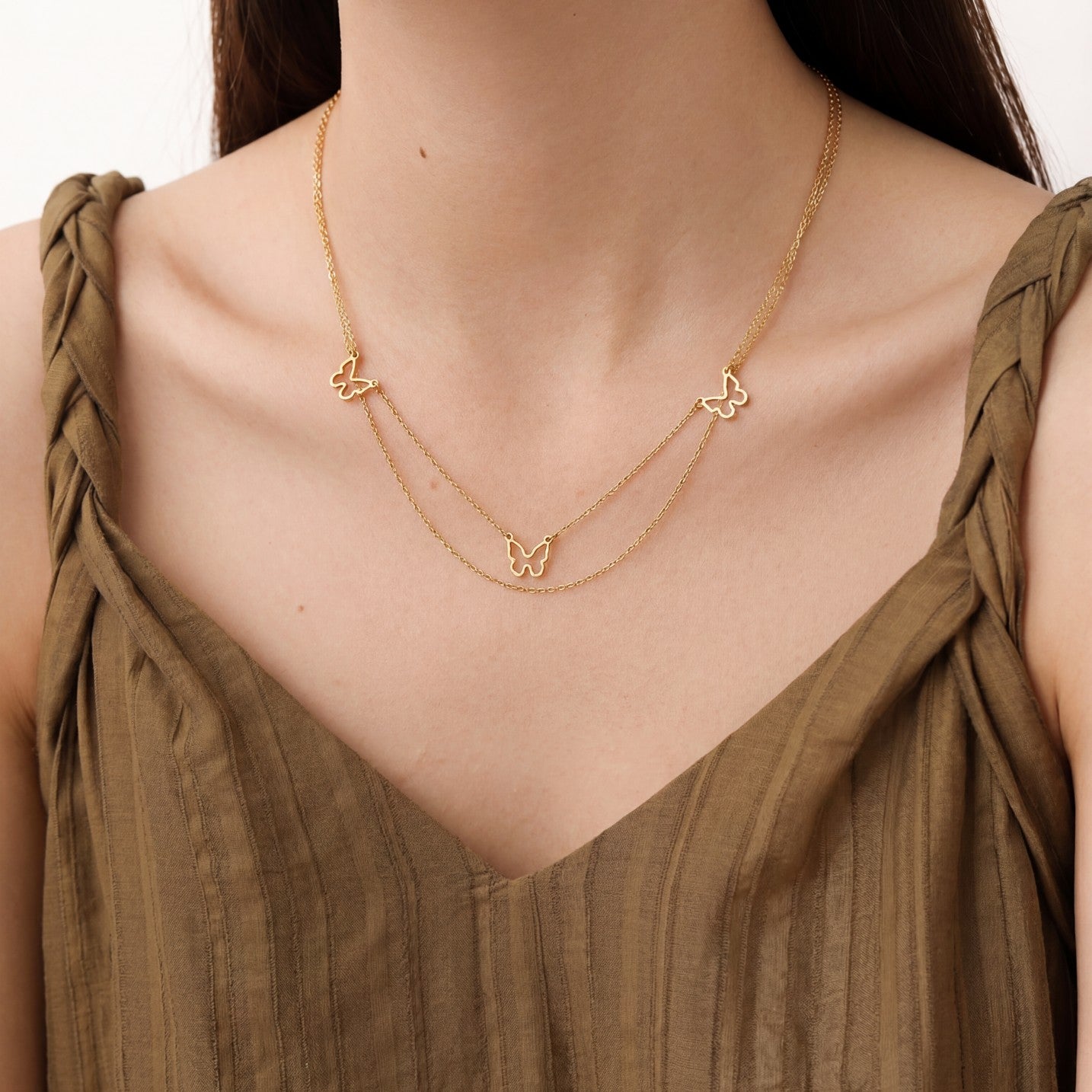 Triple Butterfly Necklace