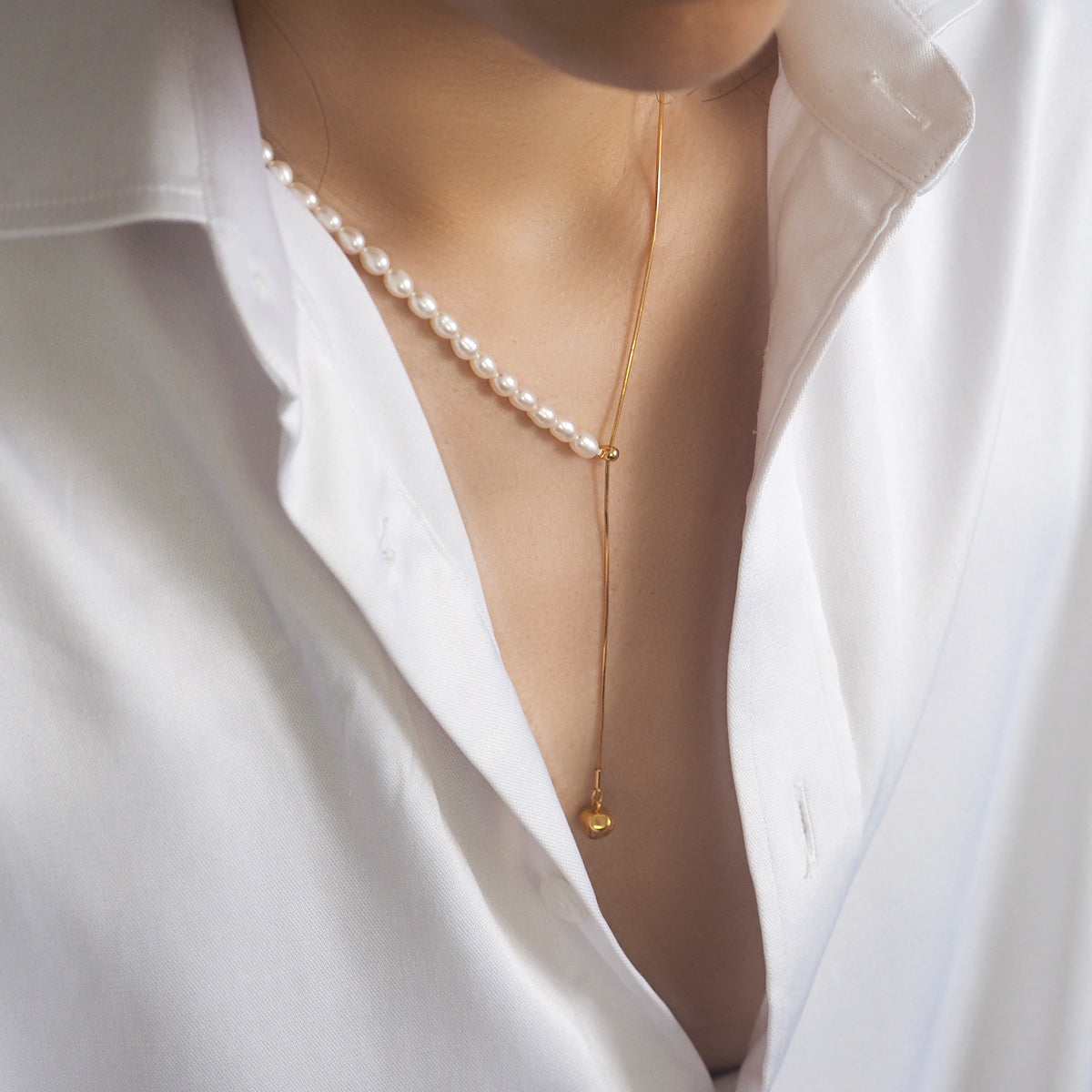 Eyde Pearls Herringbone Drop Necklace