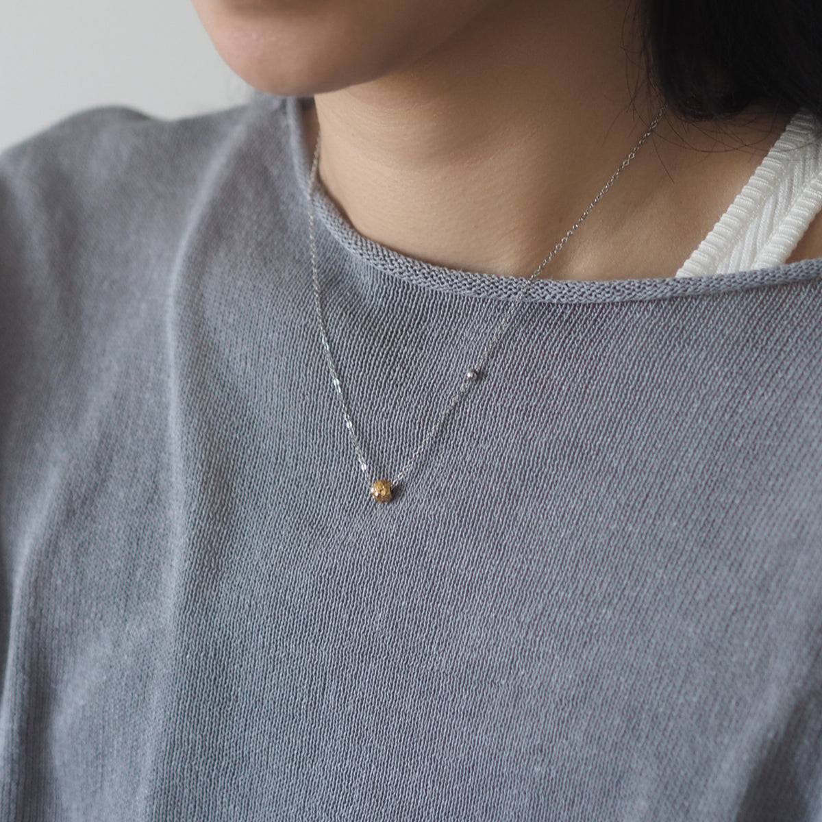 Hammered Asteroid Gold Bead Necklace