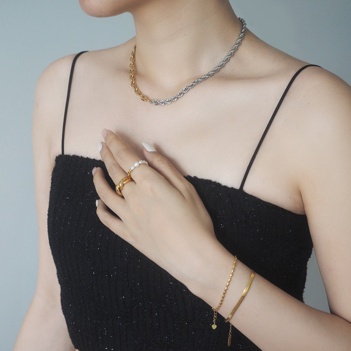 Hettie 2-Tone T-bar Necklace