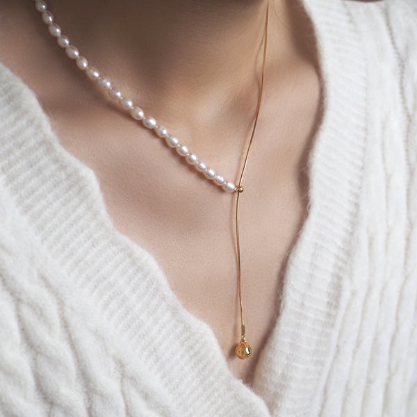 Eyde Pearls Herringbone Drop Necklace