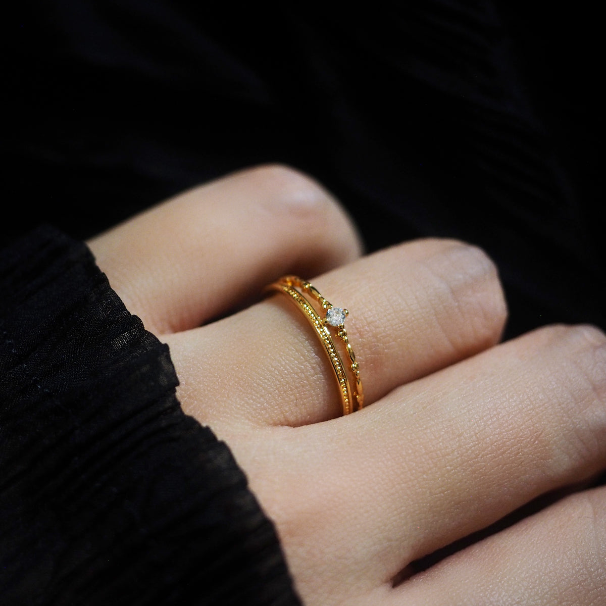 Nori Double Layer Zircon Ring