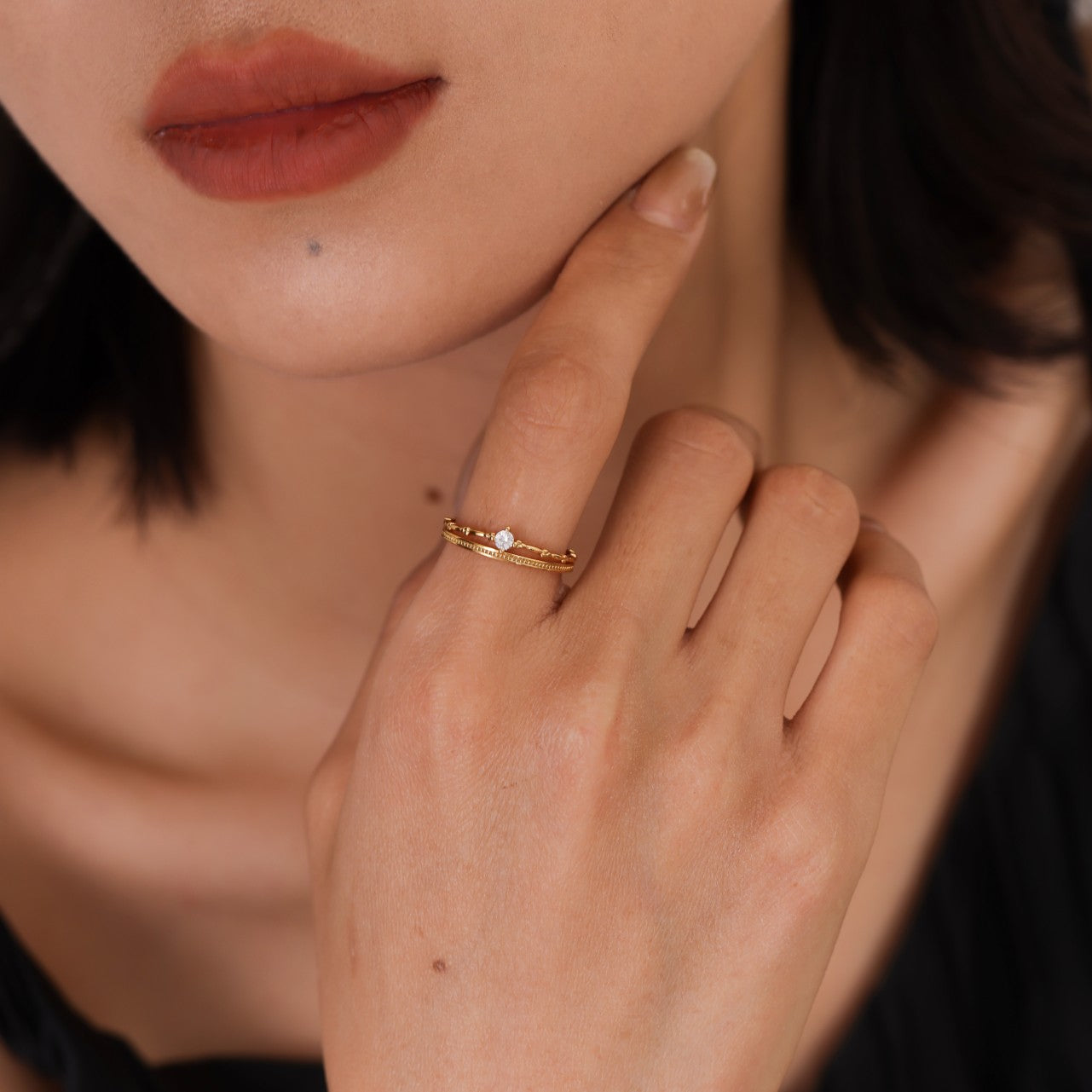 Nori Double Layer Zircon Ring