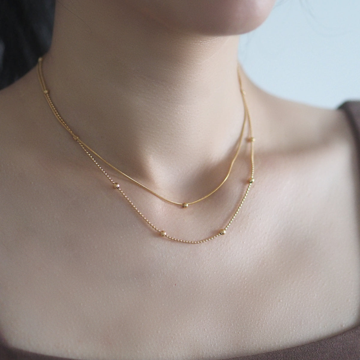 Dacre Herringbone Double Layer Necklace