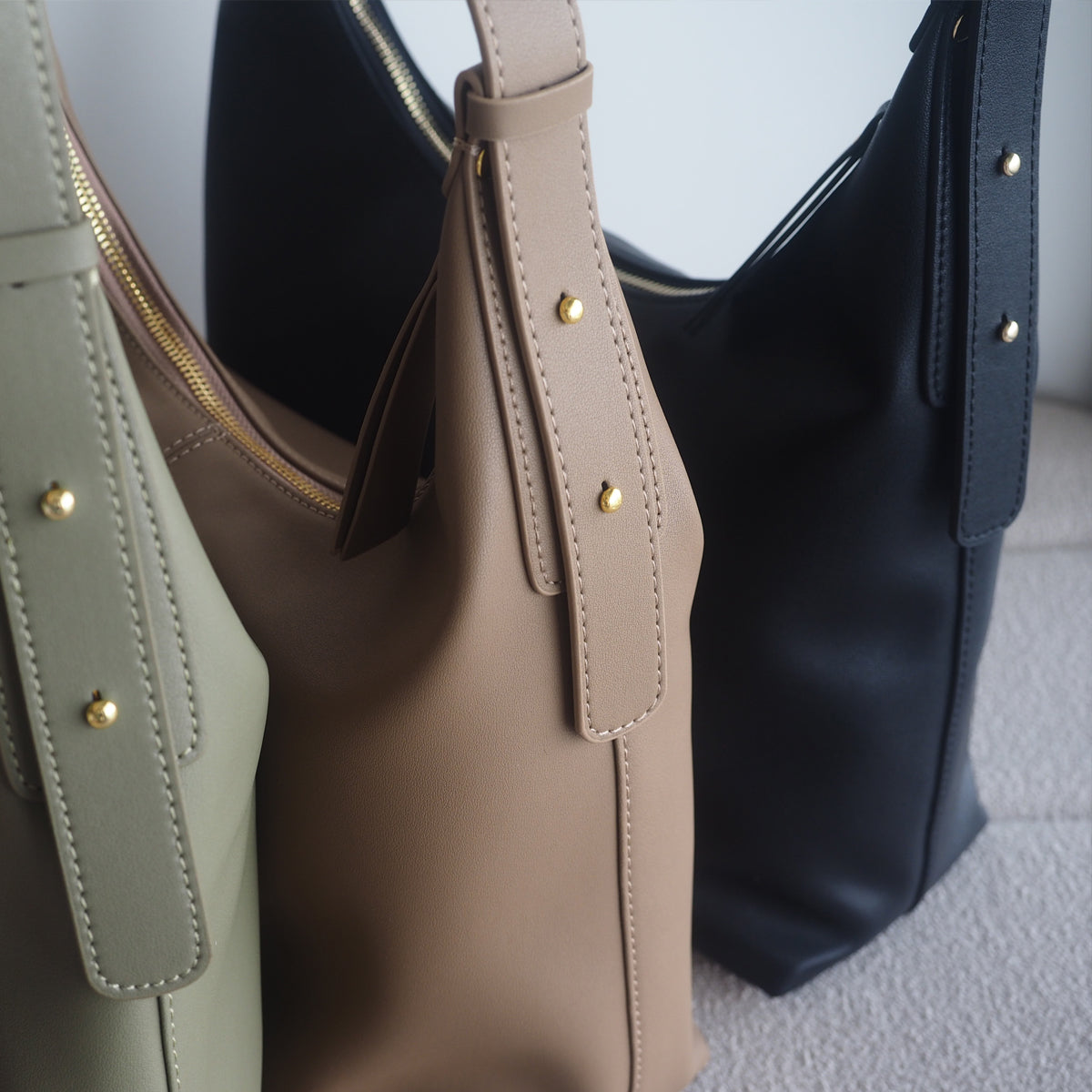 Natalie Leather Tote Bag - Pistachio