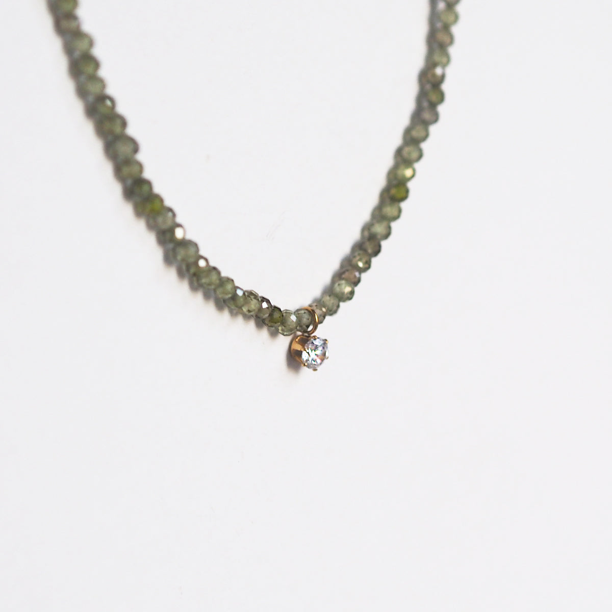 Wren Olive Crystal Necklace