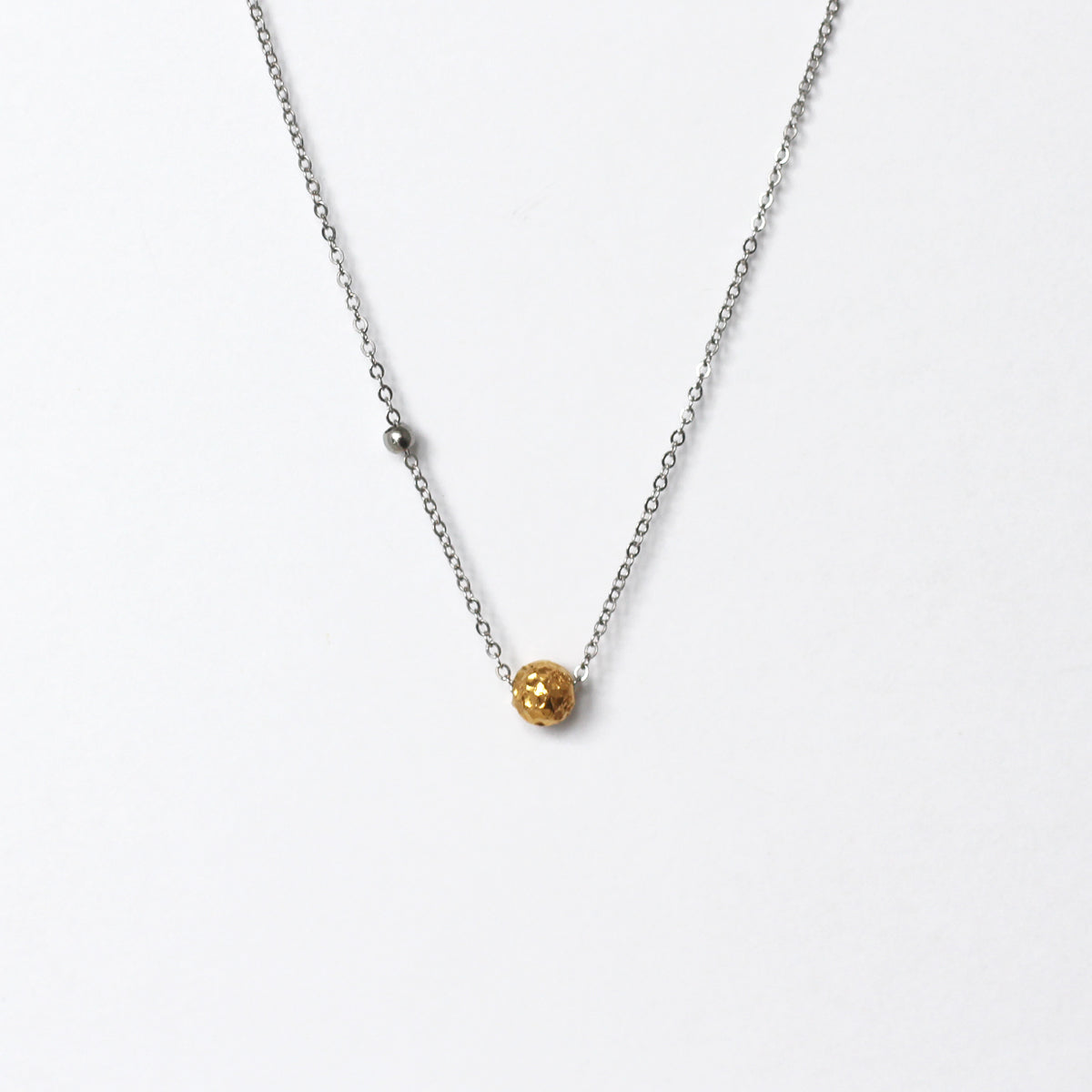 Hammered Asteroid Gold Bead Necklace