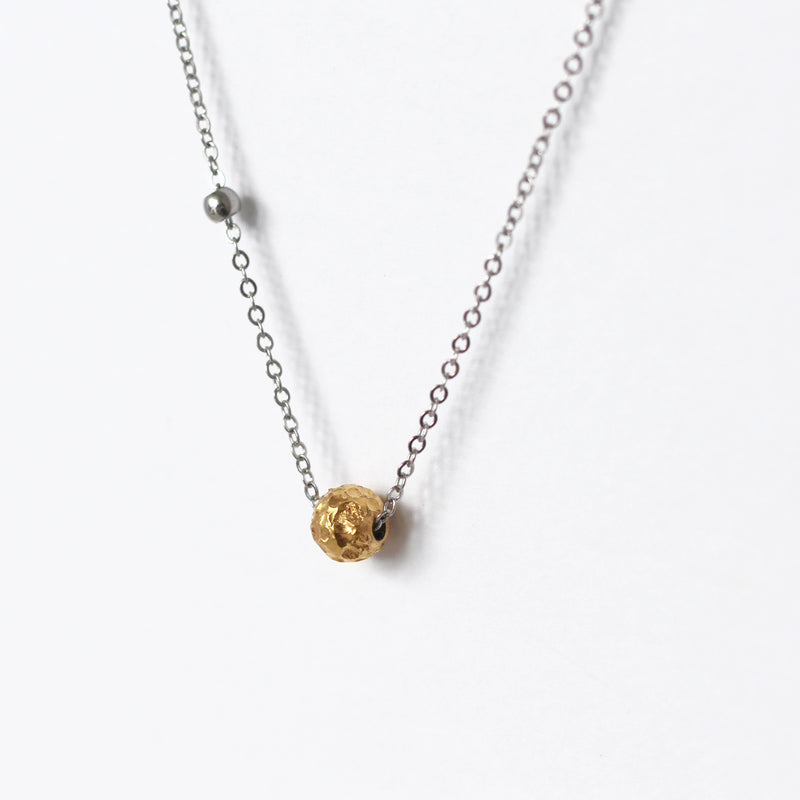 Hammered Asteroid Gold Bead Necklace