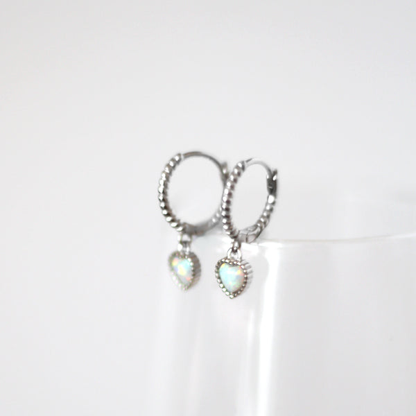 Opal Heart Earrings