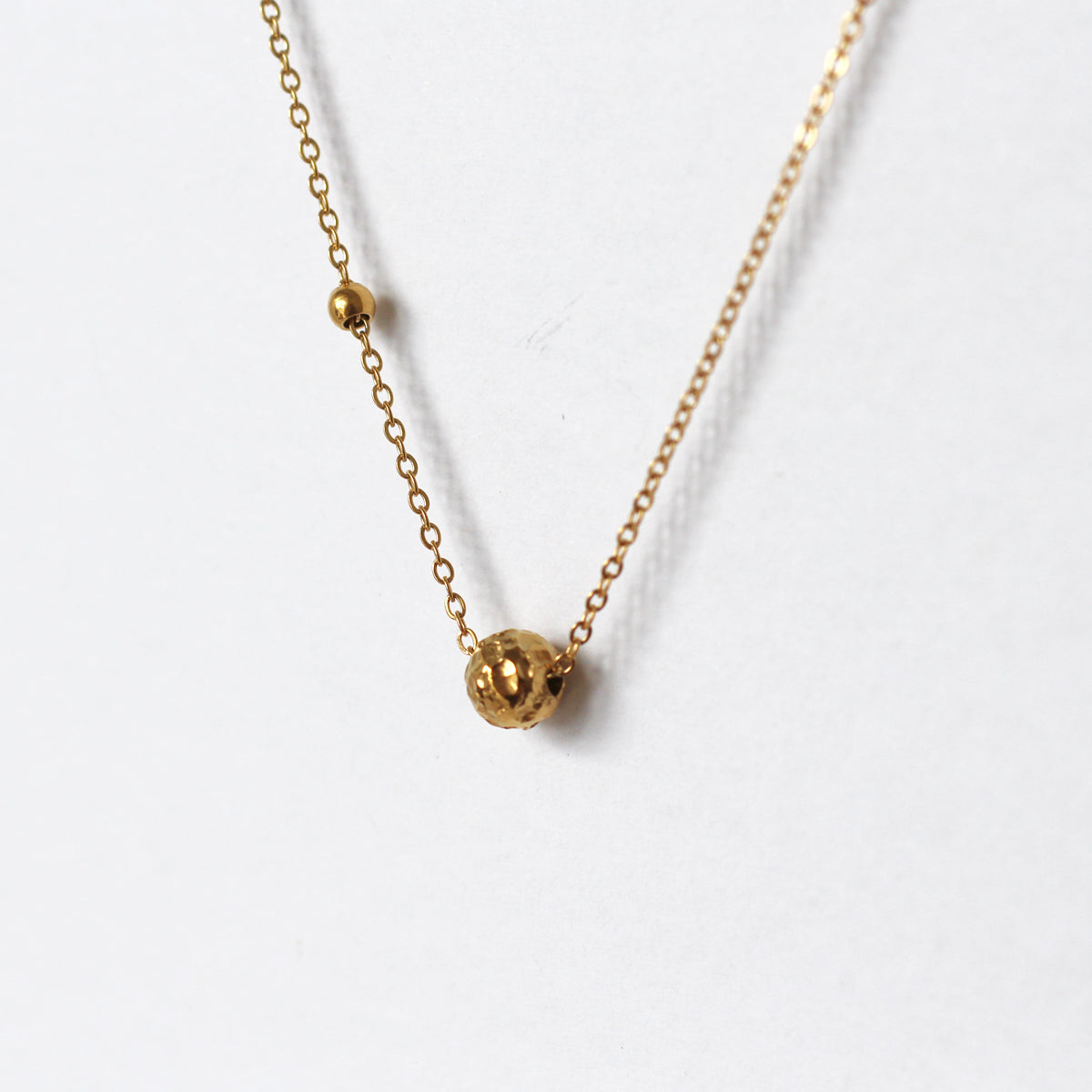 Hammered Asteroid Gold Bead Necklace