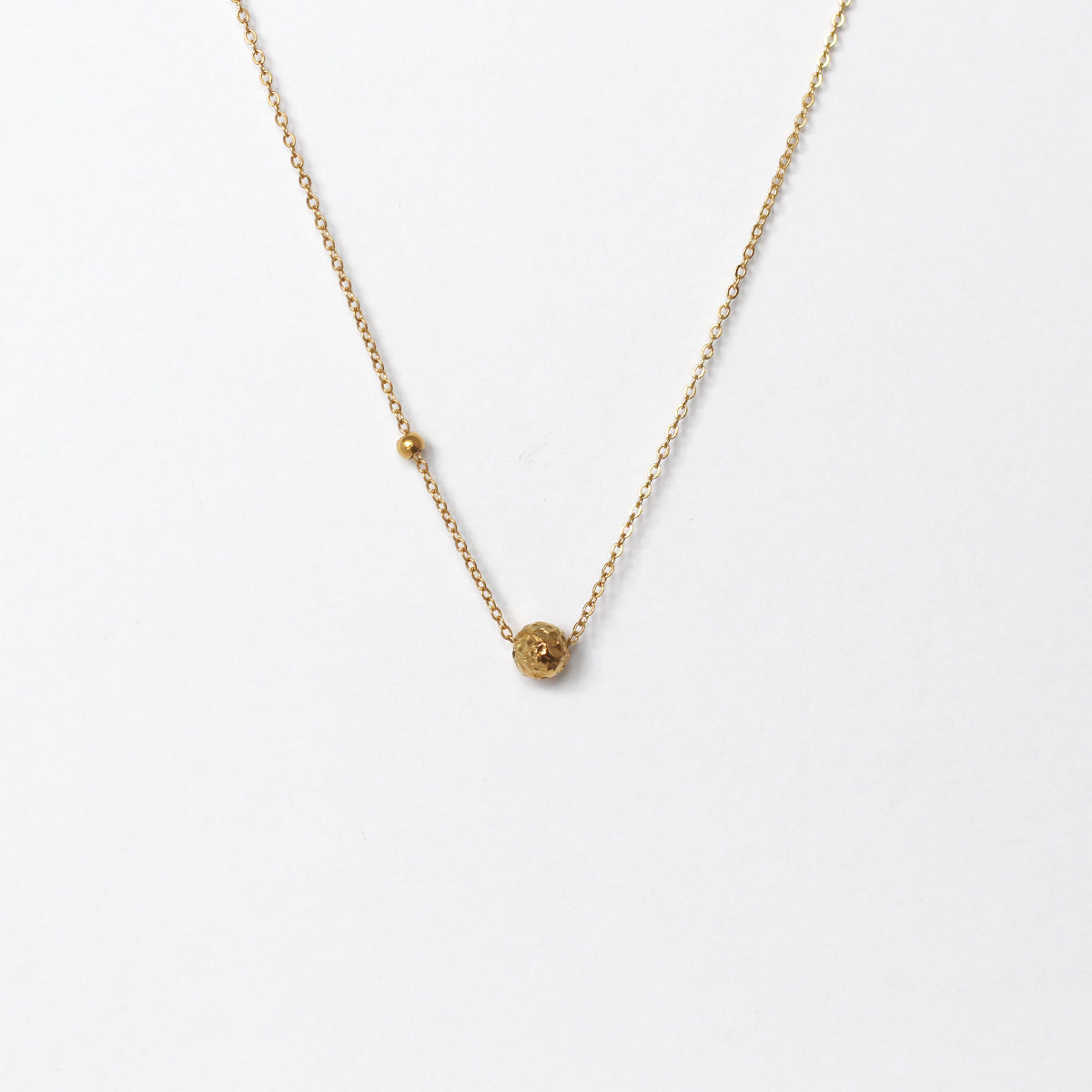 Hammered Asteroid Gold Bead Necklace