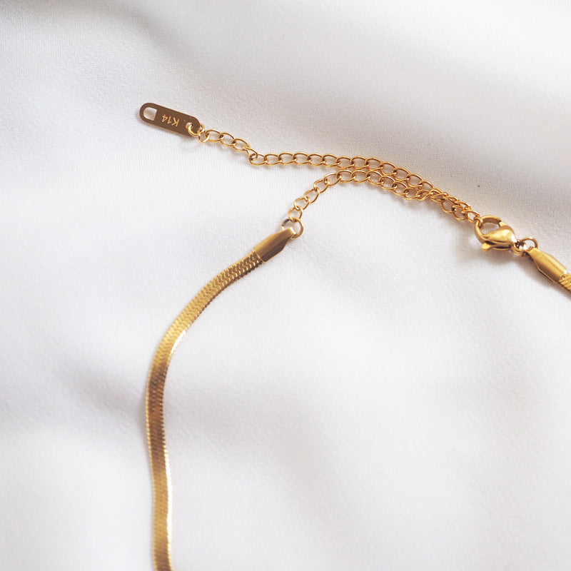 [Set of 2] Snake Herringbone Necklace