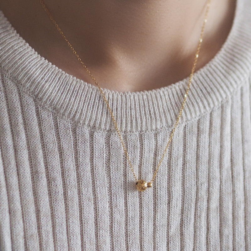Hammered Asteroid Gold Bead Necklace