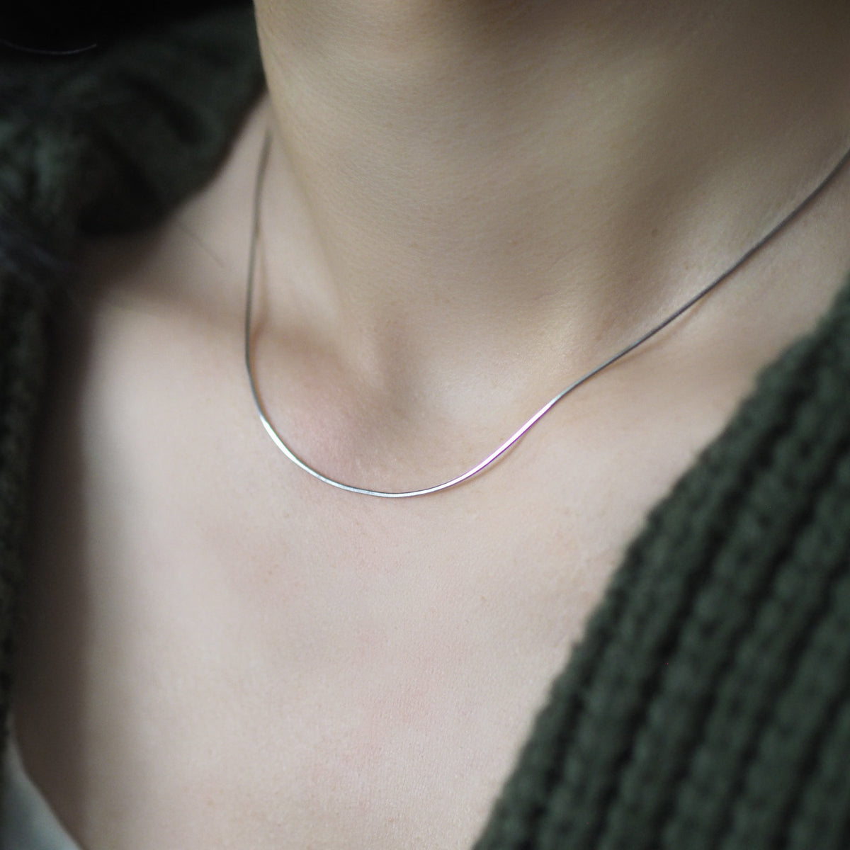 Fine Herringbone Chain Necklace