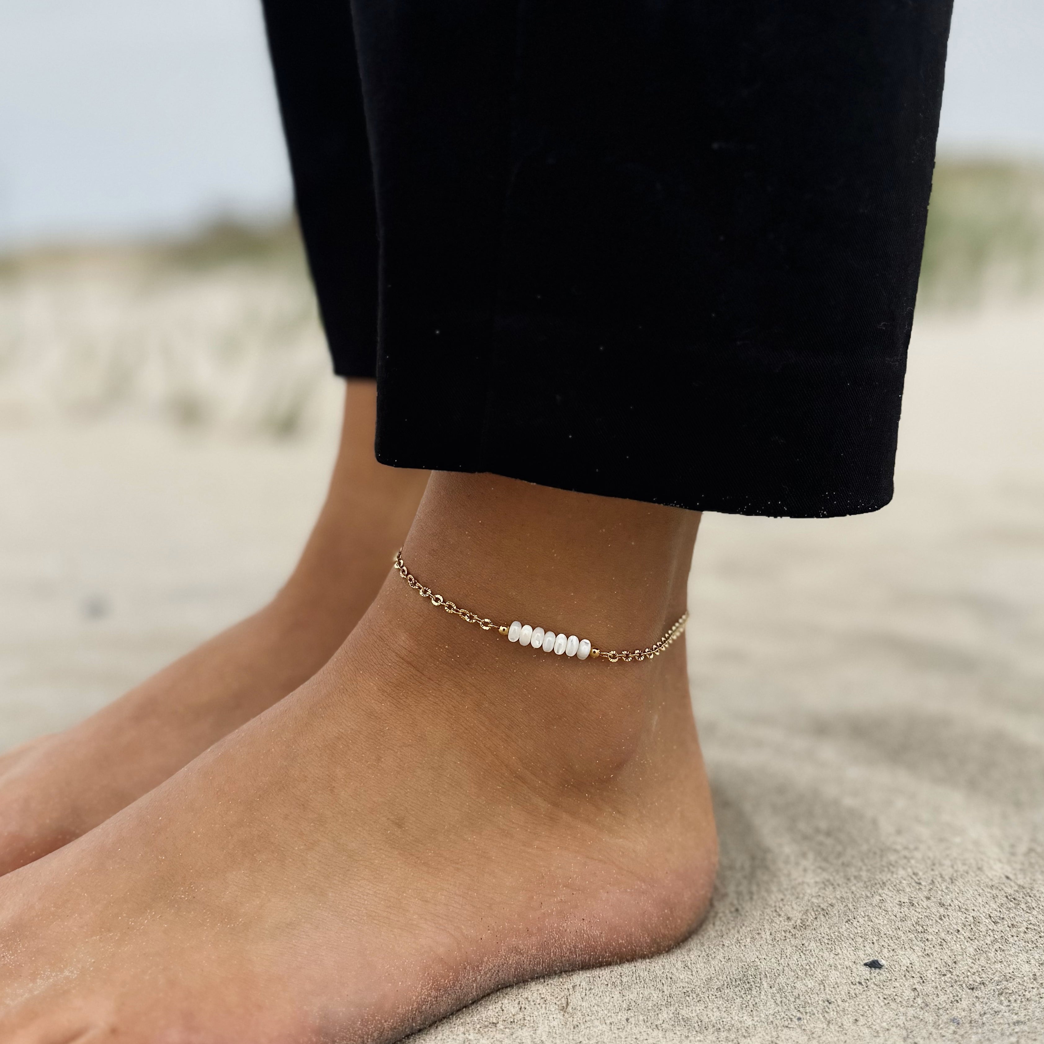 Mother-of-Pearl Bead Anklet Bracelet